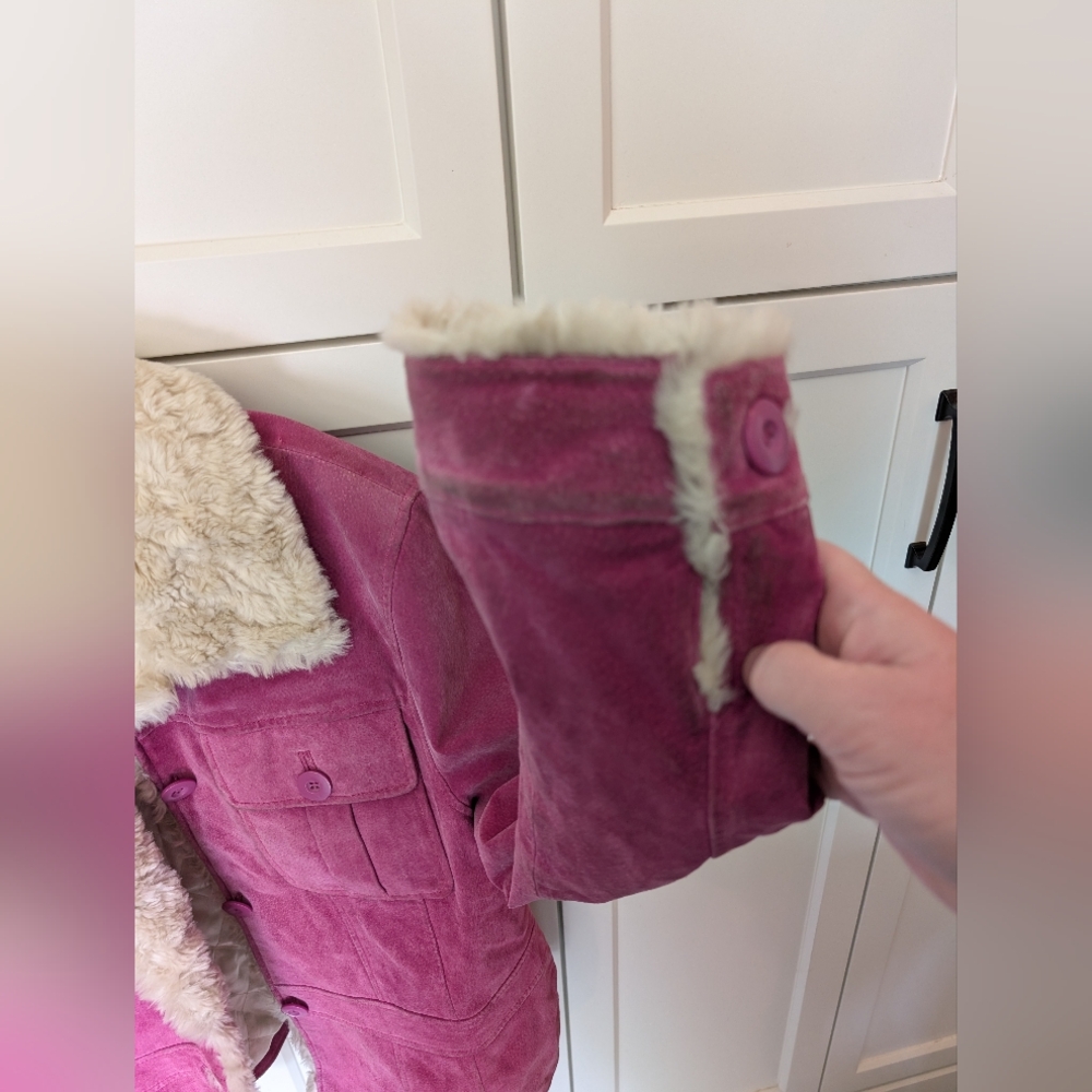 Vintage Wilsons Leather Maxima Pink Suede Jacket Fur Trim Large - Picture 9 of 16